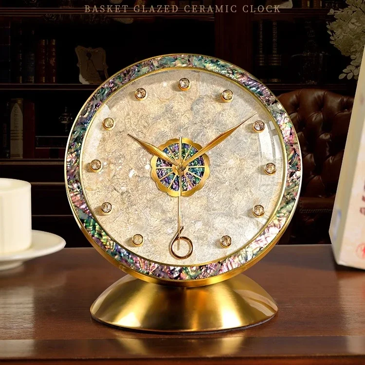 Shell Clock Living Room Desktop Light Luxury High-end Clock Placement Creative High-end Table Clock