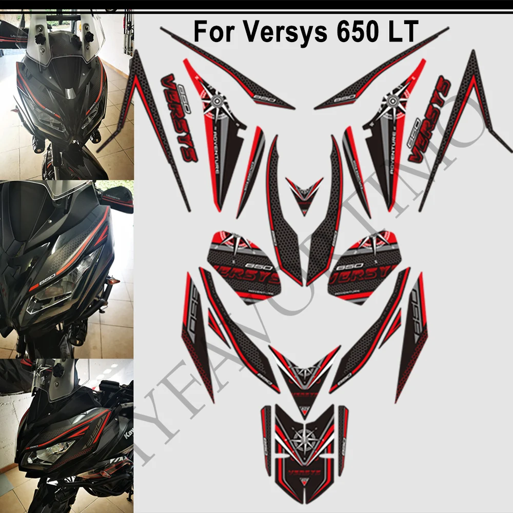 Stickers Decals Tank Pad Protector Kit Knee Wind Deflector Windshield Windscreen For Kawasaki Versys 650 LT Touring Motorcycl