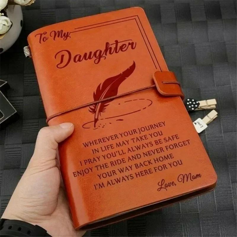 Creative To My Daughter Where Ever Love Mom Love Dad Leather Business Journal Notebook Diary Stationery School Office Supplies