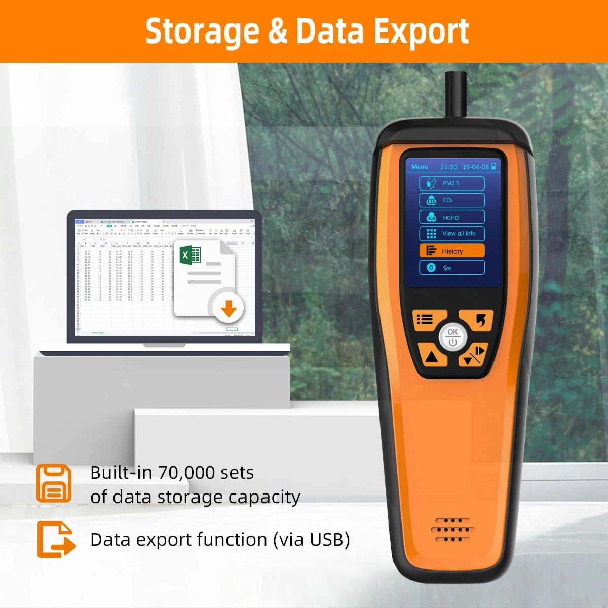 Temtop M2000 2nd Generation CO2 Meter Air Quality Monitor Air Analyzer PM2.5 PM10 HCHO Temp Humidity Data Export