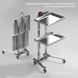SS304 Beauty salon Mobile Cart foldable Hair Cart with Wheels Salon Storage Multipurpose Trolley Cart for Kitchen Bathroom Spa