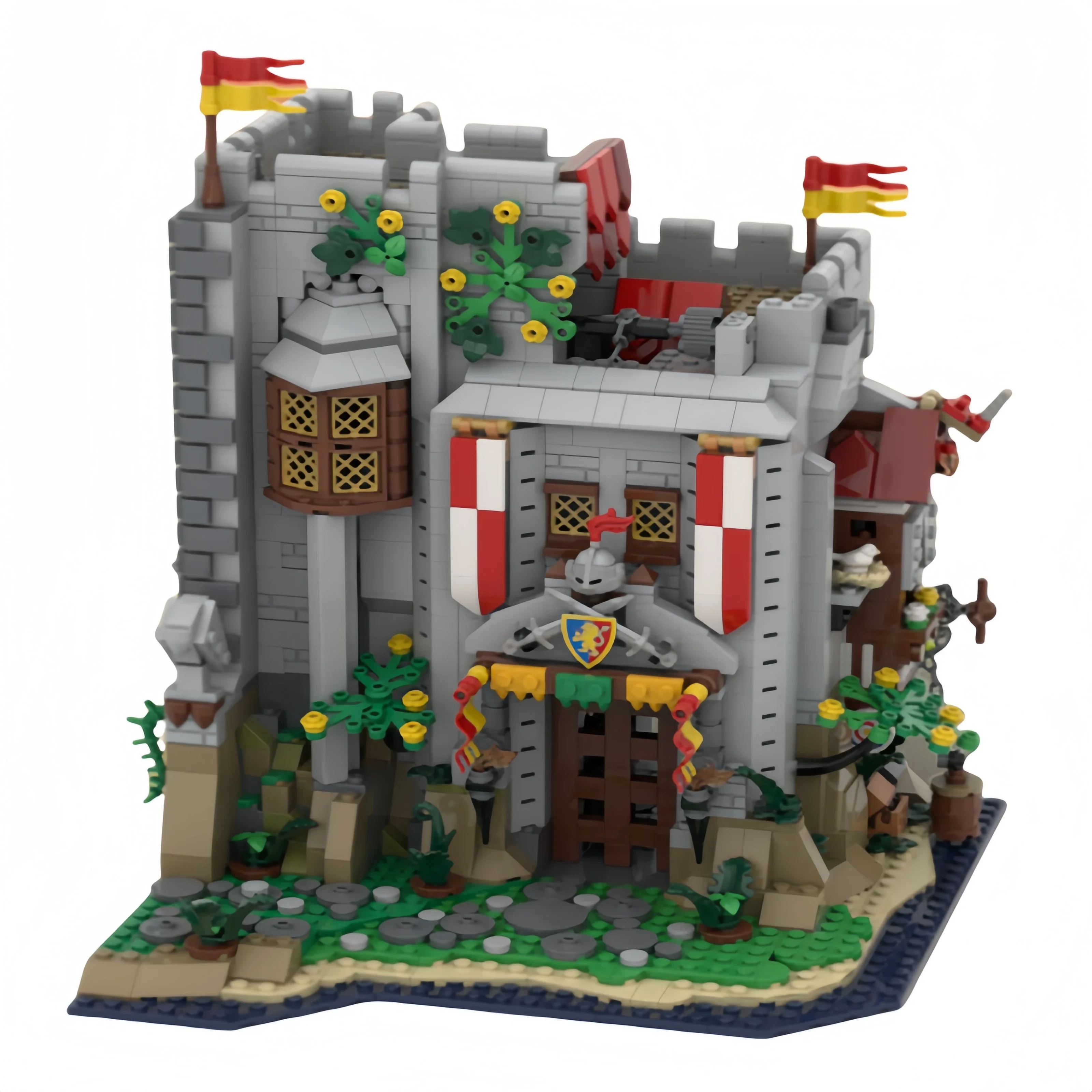 Medieval Castle Model MOC Building Brick Lion's Caslte Guarding Tower Modular Technology Gift Holiday Assemble Children Toy Suit