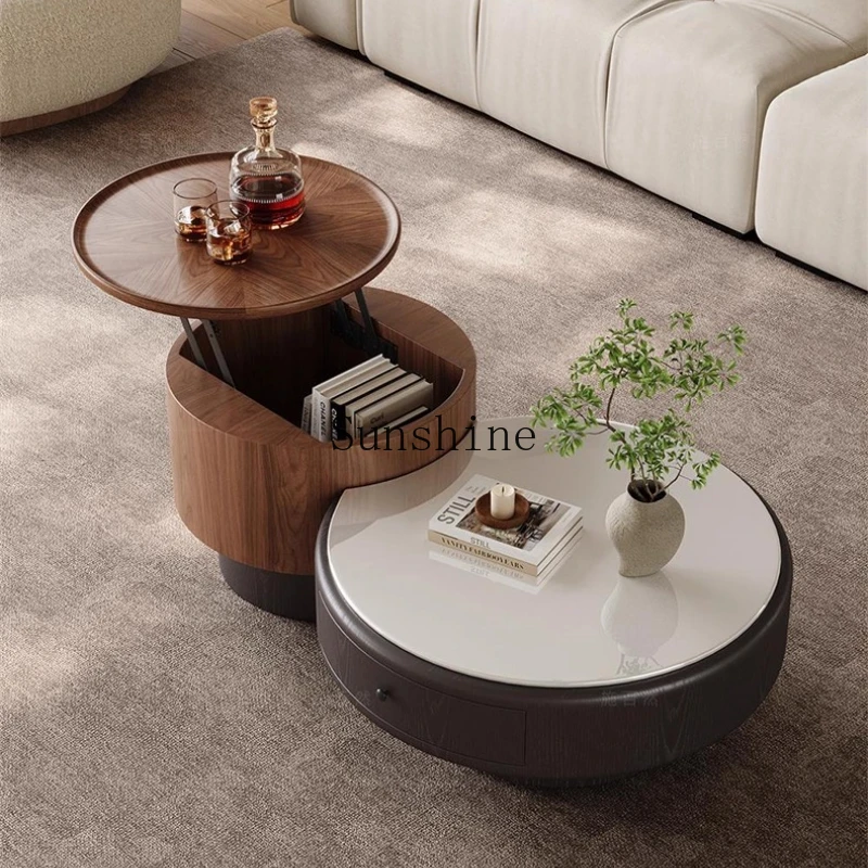 Italian minimalist coffee table household living room small apartment creative round marble coffee table