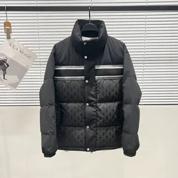 Chaqueta de plumón gruesa con cuello Vertical para hombre, chaqueta con costura de cinta, nuevo estilo, invierno, 2023