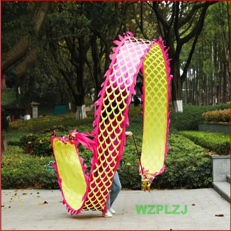 Golden 4M Dragon Dance Ribbon Poles Sports Game Athletic Carnival Square Performance Toys Group Activities Prop