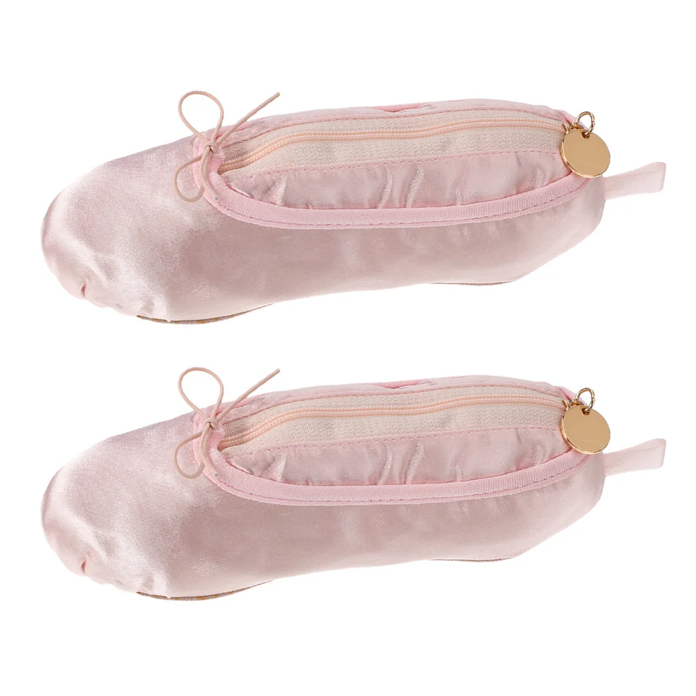 

2pcs Ballet Shoe Pencil Pouch Elegant Makeup Organizer Portable Storage Bag For Women Ballet Enthusiasts Student Supplies