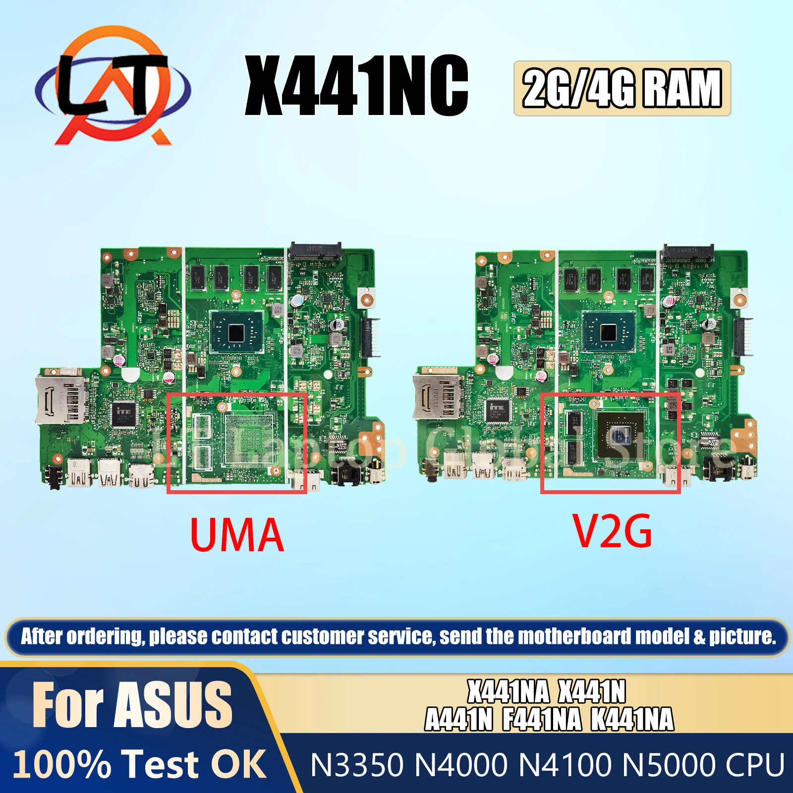 X441NC Mainboard For Asus X441NA X441N A441N K441NA F441NA Laptop Motherboard N4200 N3350 N3450 CPU 2G/4G RAM