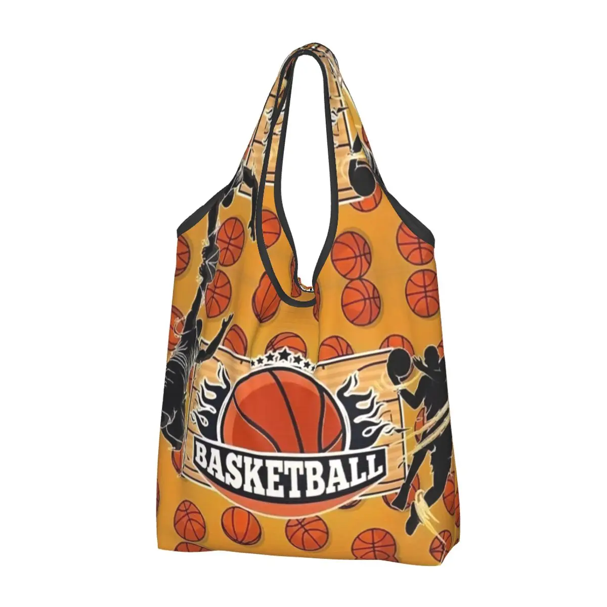 Kawaii Basketball Shopping Tote Bags Portable Dots Round Physical culture Groceries Shoulder Shopper Bag