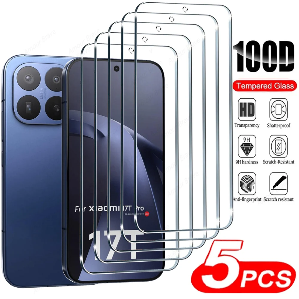 5 Stück HD-Displayschutzfolie für Xiaomi 17T 15T 14T 13T 12T 11T Pro 11 12 Lite Schutzglas für Xiaomi Mi 17T Pro Gehärtetes Glas