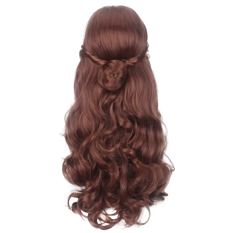 Perruque de Princesse au Poivre pour Cosplay, Cheveux Longs et Ondulés, Brun, pour ixd'Halloween, Costume, 65cm, pour Femme