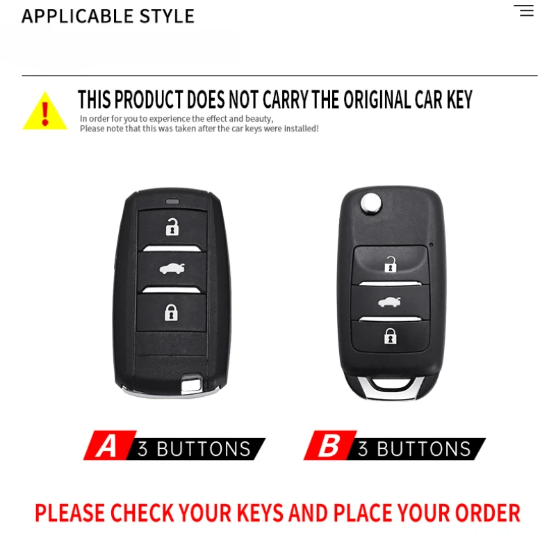 3 Bottons Metal Car Key Cover Fob Case Shell for CHANGAN Benni EV CS75 RAETON CS15EV E-Star EADO CS15 V3 V5 V7 for Chang An