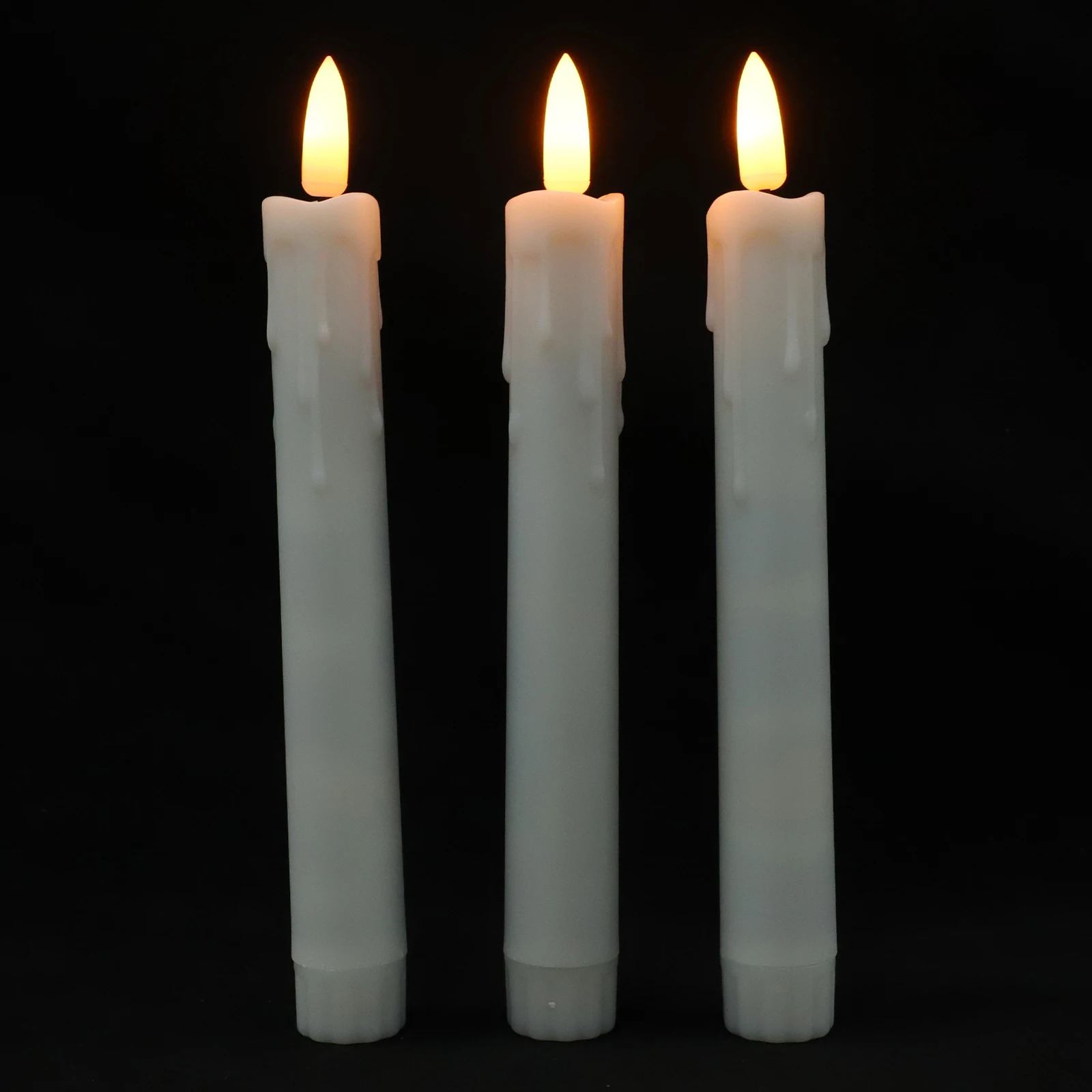 

6pcs Remote Control Electronic C les 7 Inch Warm White LED Flickering Fake Wax Operated Christmas Decor Taper