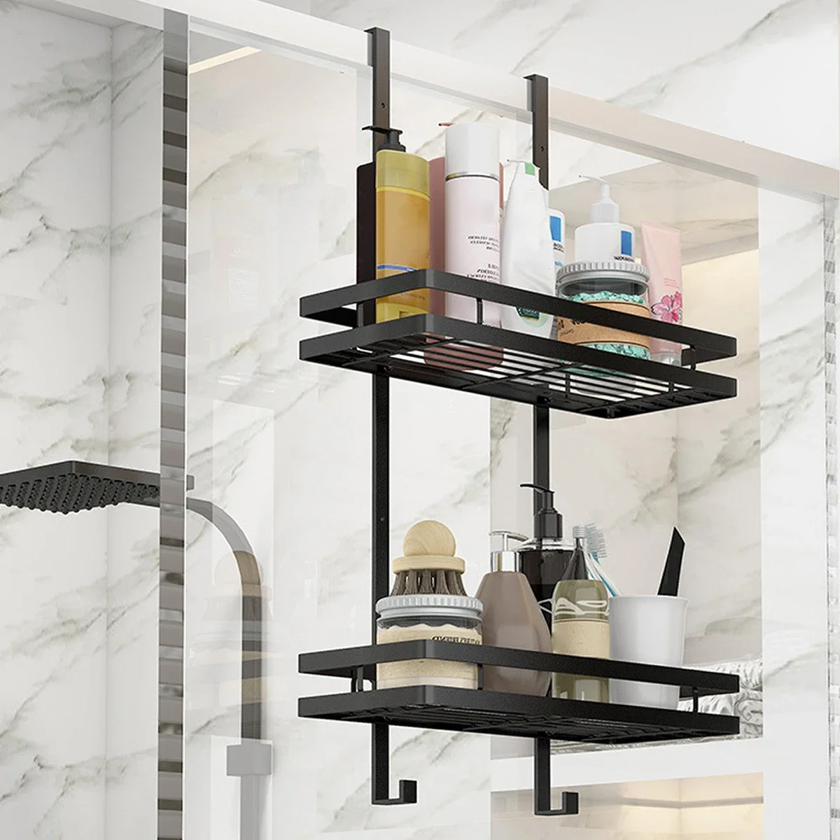 stainless-steel-bathroom-storage-rack-wall-mounted-shower-gel-rack-non-perforated-door-hanging-basket-bathroom-storage-rack
