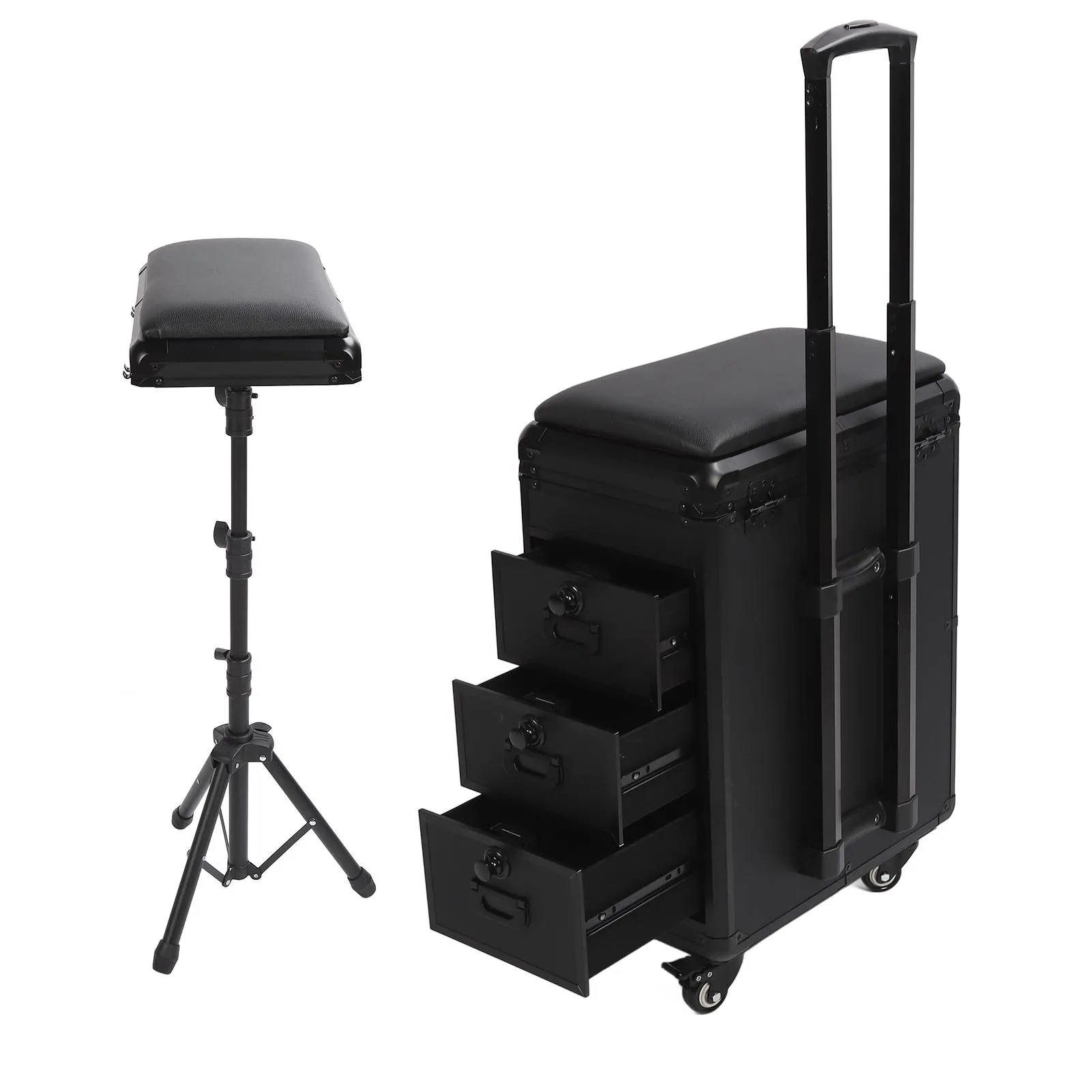 Tattoo Work Box Tattoo Hand Holder Adjustable Rolling Handle 3 In 1 Integrated Rolling Makeup Case Tattoo Storage Tool Case