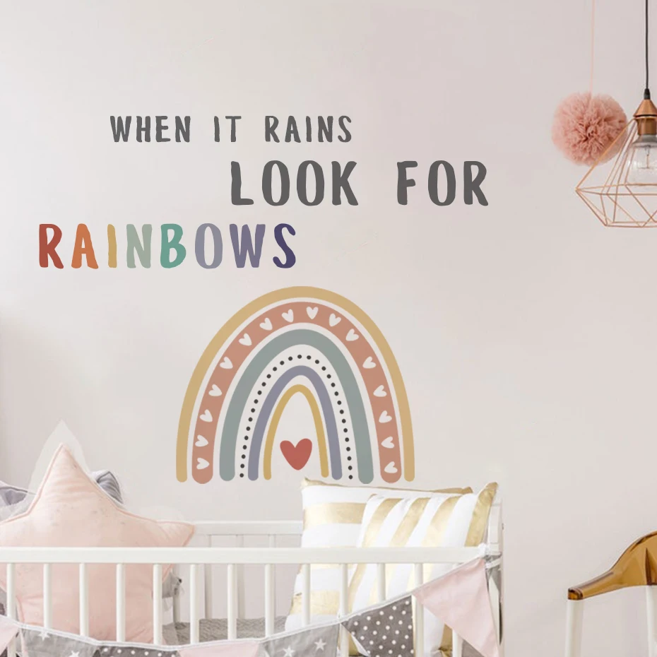 

Watercolor Rainbow Wall Stickers for Children Girls Kids rooms Wall Decor Removable PVC Wall Decals Home Decoration Wallpapers