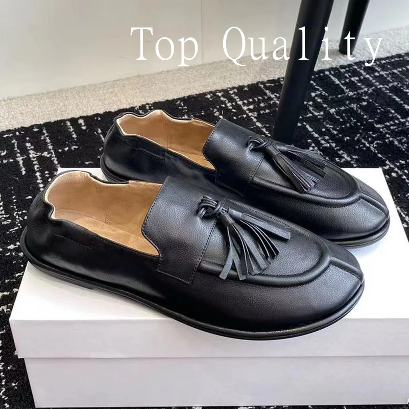 

2024 Autumn Women Loafers Flat Solid Color Genuine Leather Material Solid Color Round Toe Casual Shoes