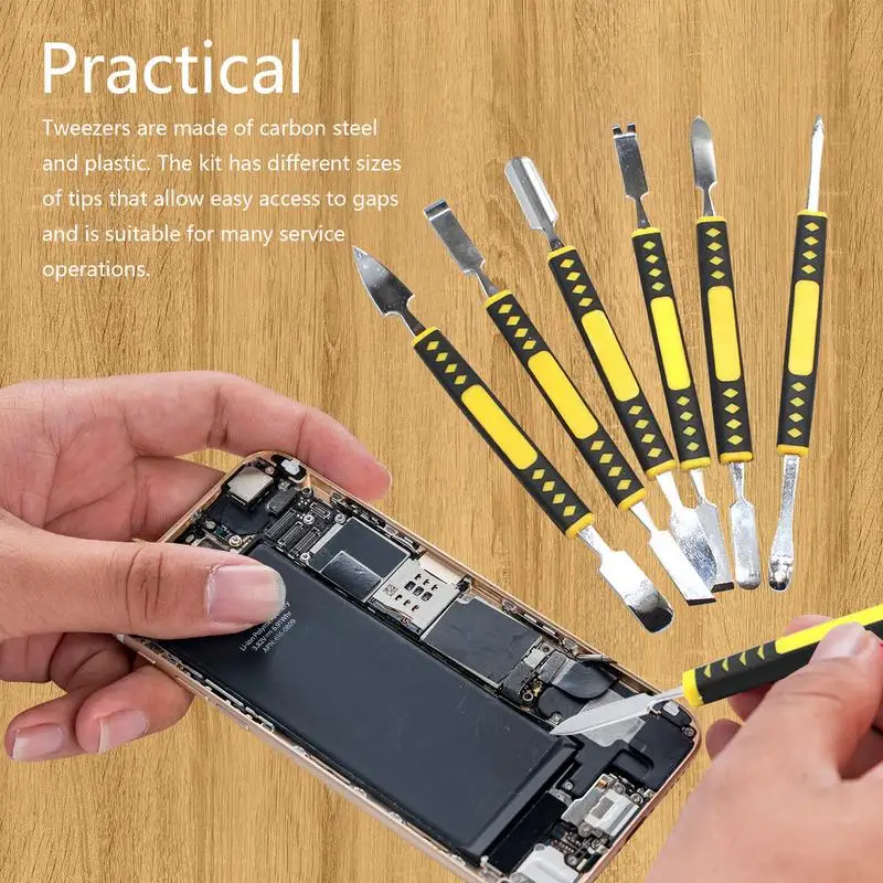 Metal Crowbar 6pcs Opening Pry Tool Kit Double Head And Non-slip Handle Opening Pry Tool Repair Kit For Tablets Laptop