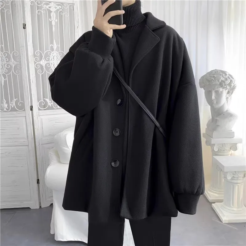 

Свободный крой, большой размер 300, осенне-зимняя модная мужская ветровка, куртка, повседневное универсальное шерстяное пальто Youth (3) Sle