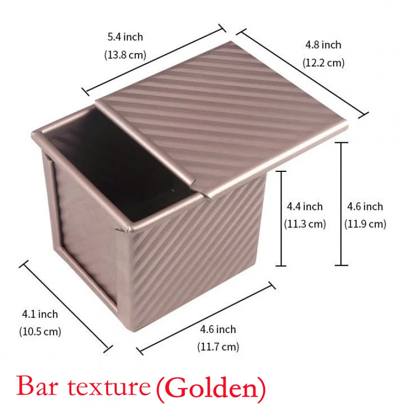 Square Baked Toast Box Loaf Pan Non-Stick Baking Bread Mould Cake Toast Box With Lid Gold Carbon Steel Baking Tray Baking Tool