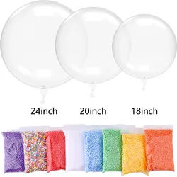 10pcs 18/20/24inch Transparent Bobo Bubble Balloon with Foam Beads Foam Balls For Wedding Birthday DIY Decoration