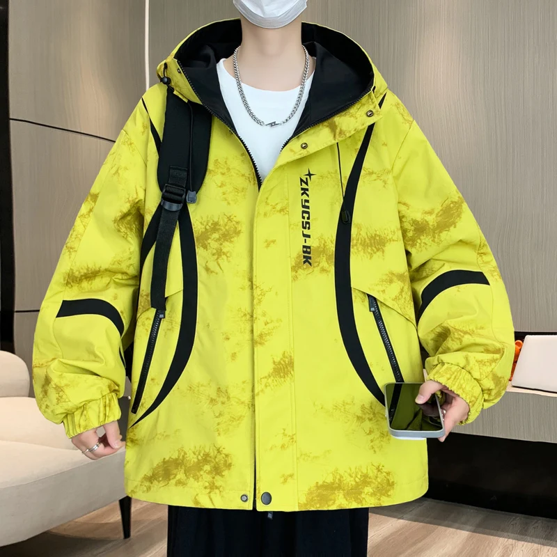 

Мода 2025, весенне-осенние мужские ветрозащитные куртки с капюшоном, спортивные свободные повседневные пальто для спорта на открытом воздухе, молодежная уличная одежда, верхняя одежда с капюшоном