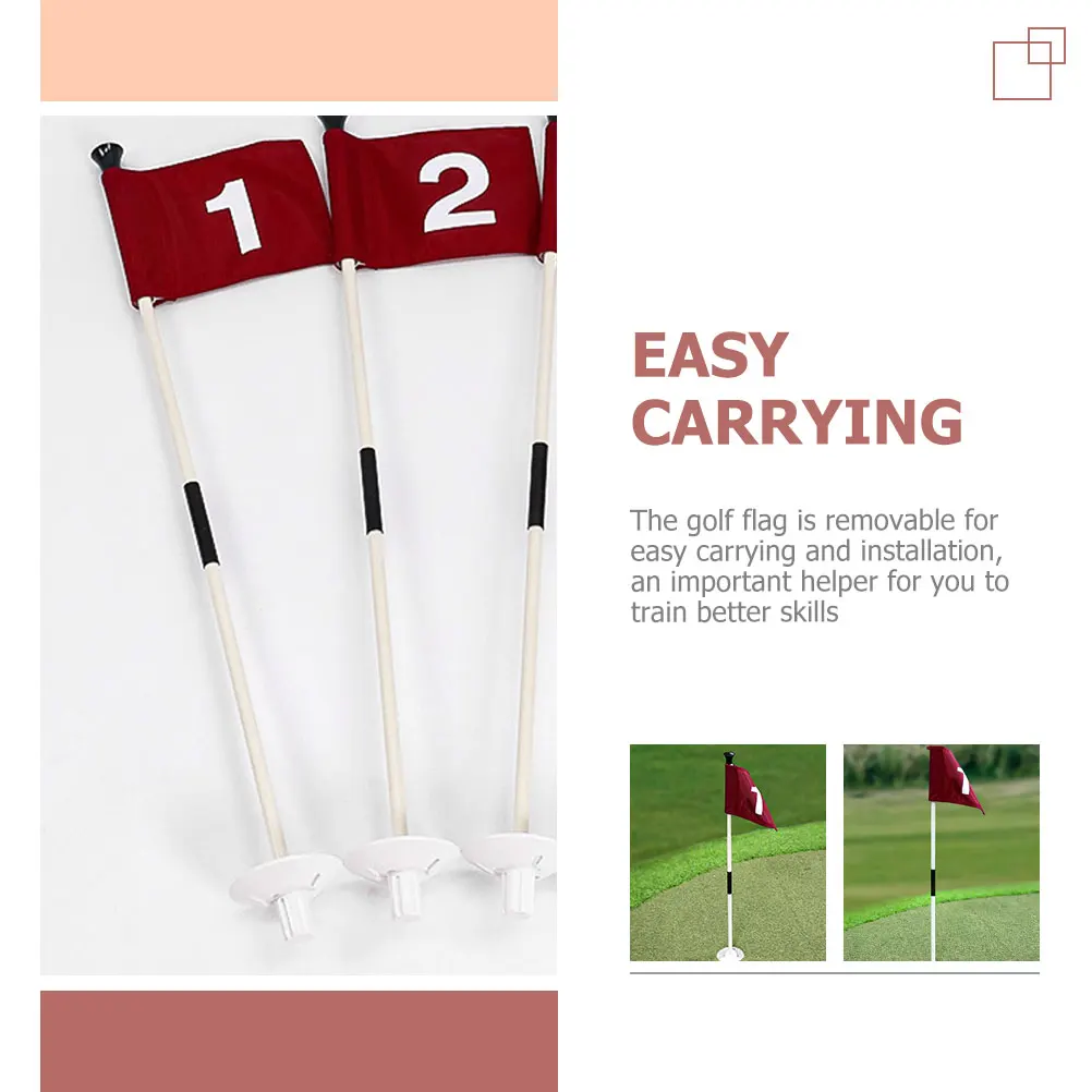

1 Set Golf Flagpole Kit Removable Lightweight Glass Fiber Durable Abs Base Training Equipment Practice Putting Green Target Lawn