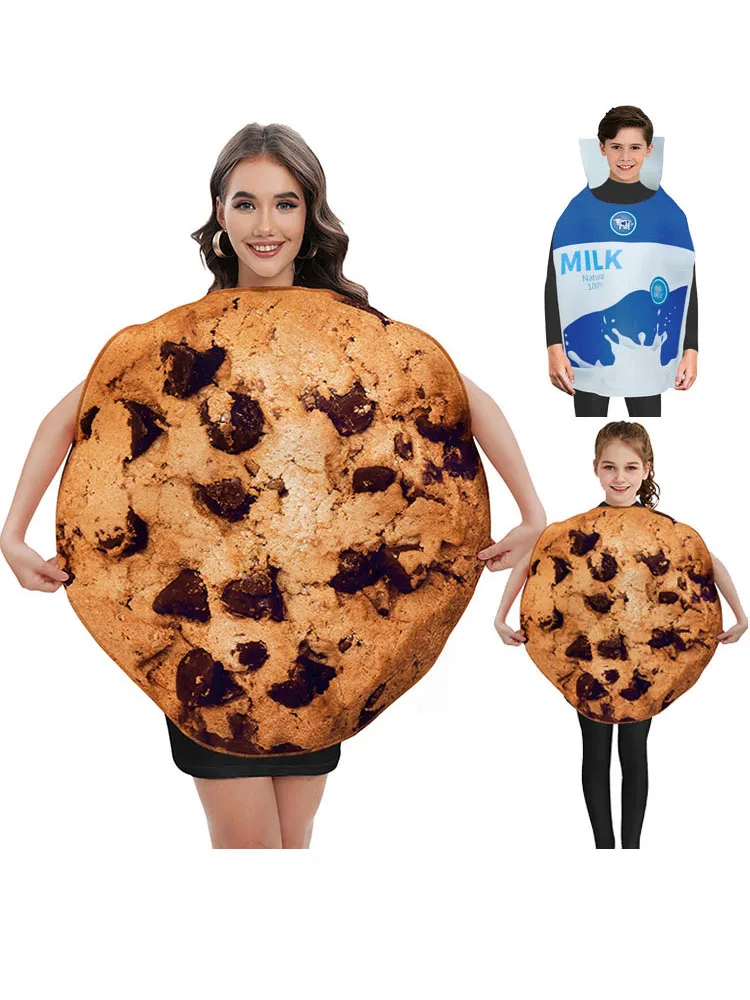 

loween Funny Par Biscuit Costume Milk Box Suit Hot Dog Hat Headset Performance Clothes Women's Traditional Clothing