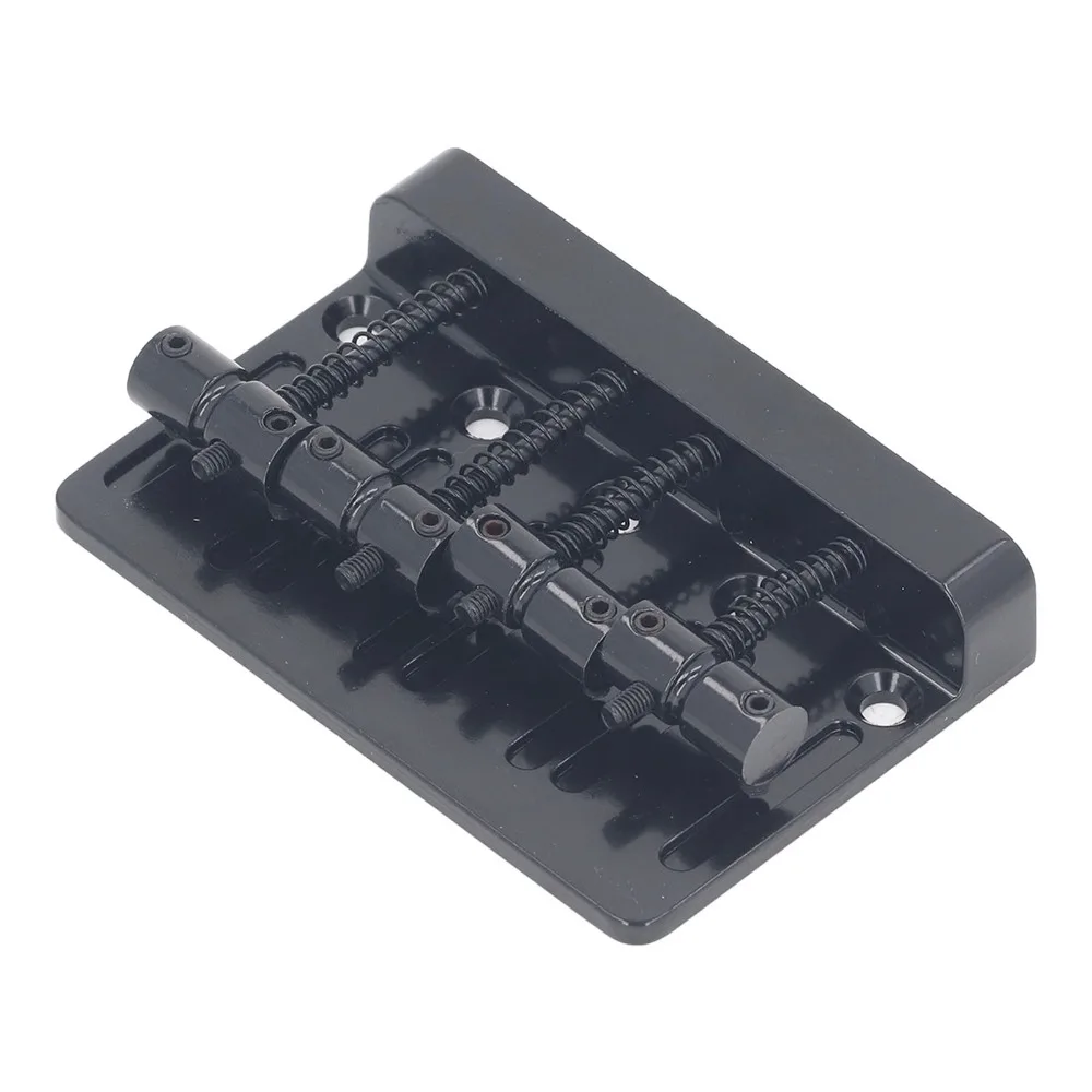 Professionelle 57mm Saitenabstand Bassbrücke aus Metall in Schwarz, 4-Saiten Feste Sattelbrücke für E-Bass-Gitarre