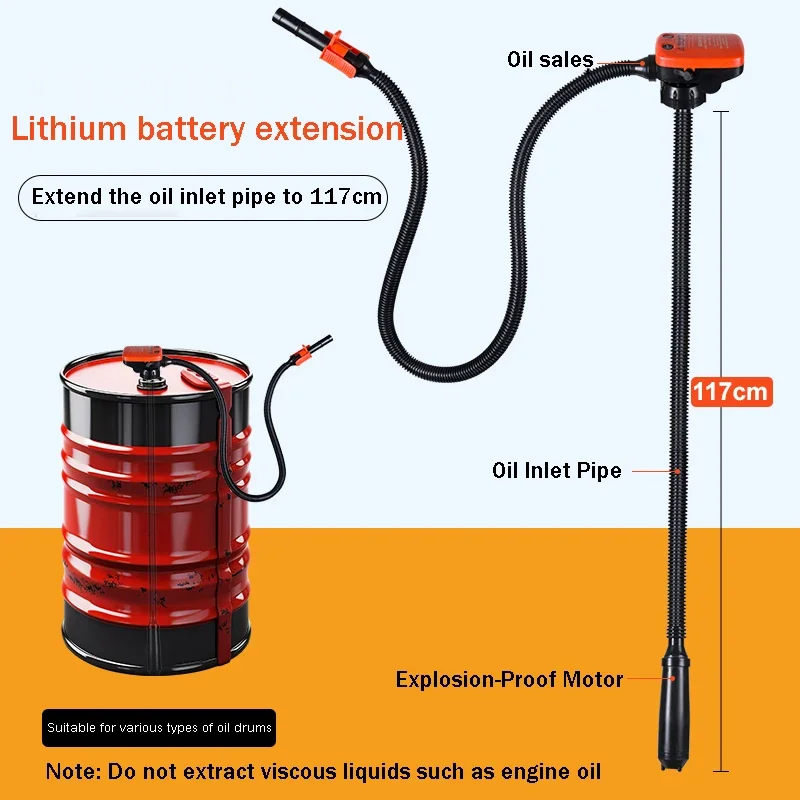 SEAFLO Portable Extended Edition 3.7V DC Lithium Battery Transfer Pump Electric Oil Drum Pump Gun Oil Pump