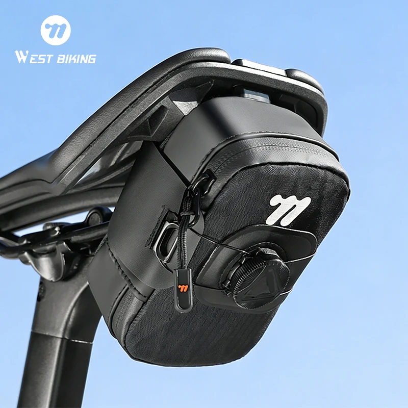 

WEST BIKING Bicycle Saddle Bag Multifunctional Storage Tail Bag Thickened Polyester Wear-Resistant Saddlebag Portable Self-Lock