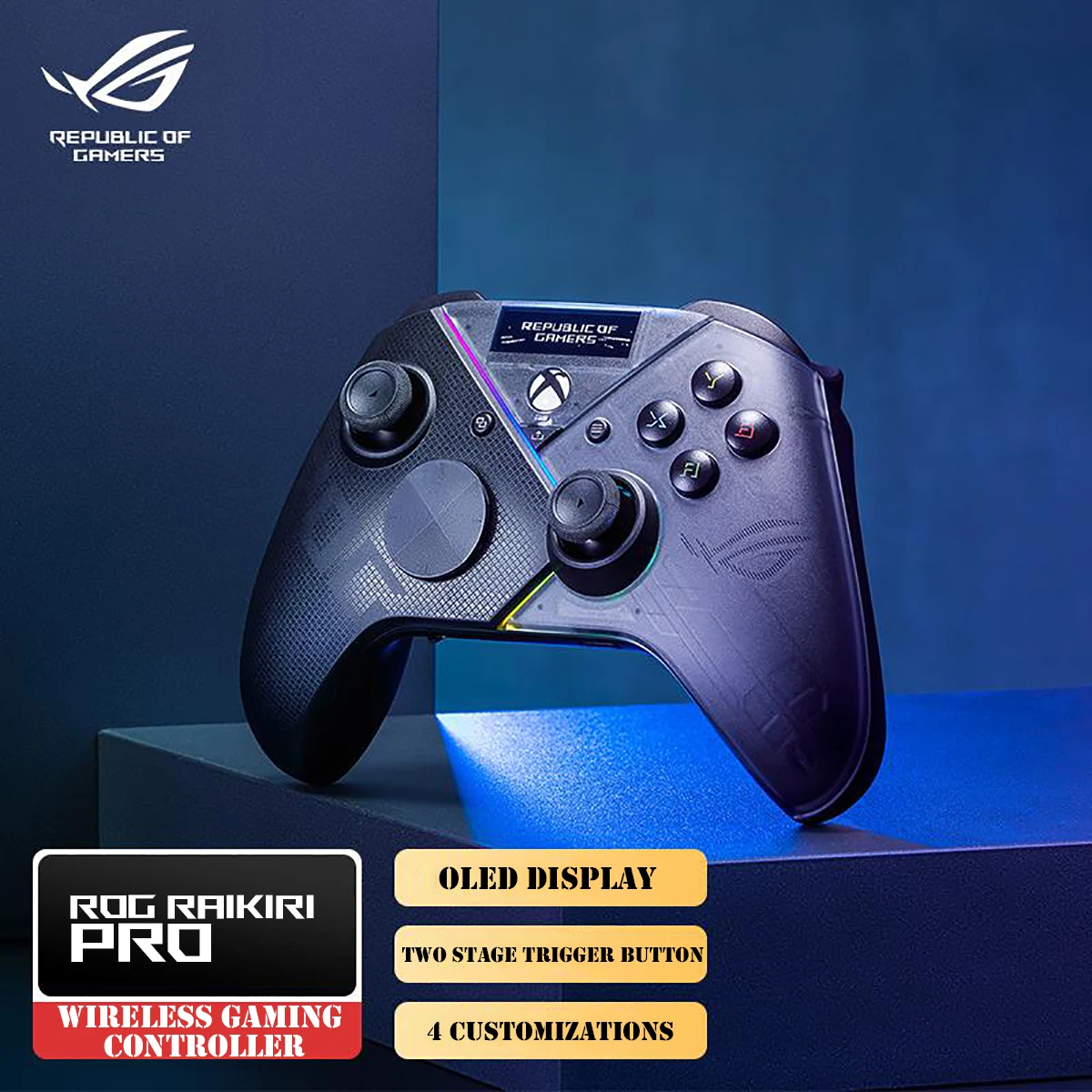 

Asus Rog 2.4G Wireless Raikiri Pro Pc Gamepad Oled Game Controllers Versatile Connectivity Suitable For Xbox Series X Pc gamer