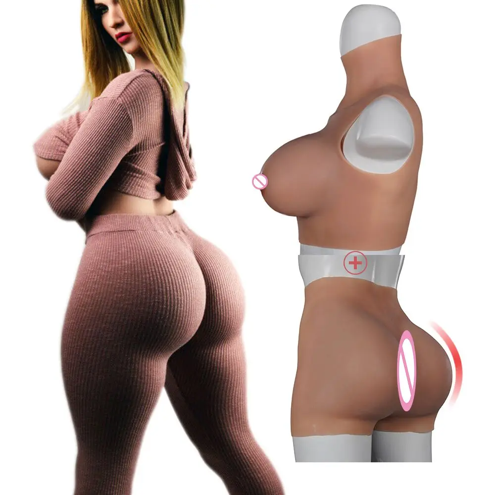 Fake Boobs Realistic Silicone Breast Forms Big Hips And Buttocks Shaper Wear Suit Set Male To Female Trans Costume