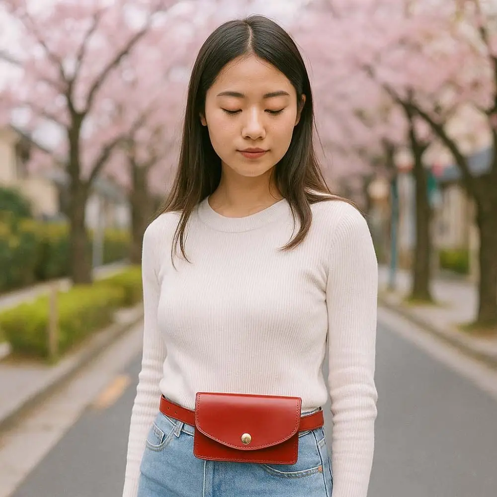 

Magnetic Button Detachable Waist Belt With Bag 2 in 1 Fanny Pack Waistband Waist Bag Solid Color Flap PU Leather Coin Purse Work