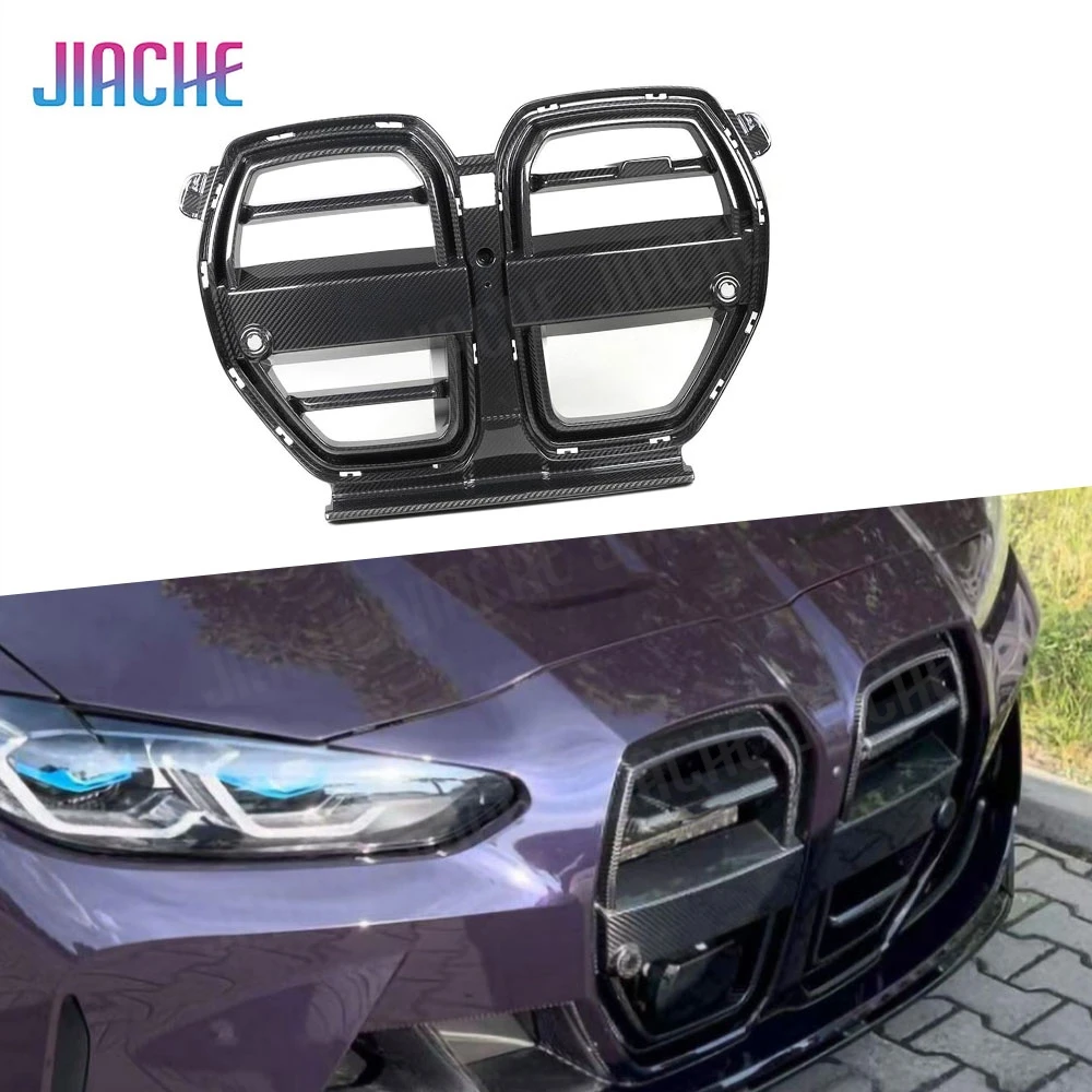 Dry Carbon Fiber Car Front Grille for BMW 3 4 serise G80 M3 G82 G83 M4 2021+ Body Kits FPR Bumper Grill Mesh Replacement Styling