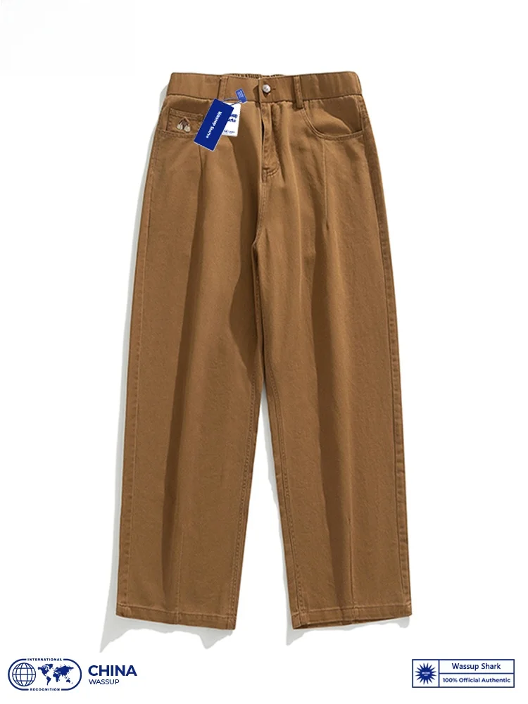 

Wassupar American Retro Straight Leg Casual Pants Men's Spring Summer Pure Cotton Loose Wide Leg Long Trousers