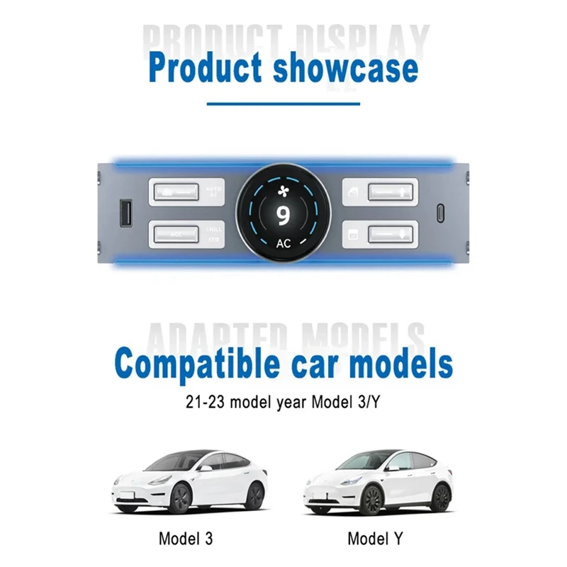 Smart LCD Screen Gear Shift Button For Tesla Model 3 Y Control Docking Station Supports 10 Functions USB Type-C Port Replacement