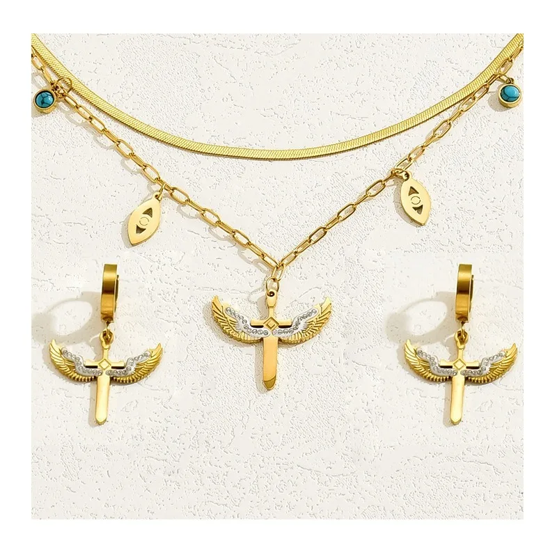 

Женское ожерелье с персонализированным дизайном в виде крыльев, инкрустированное бирюзой, многослойная длинная цепочка на ключицу, универсальное ожерелье