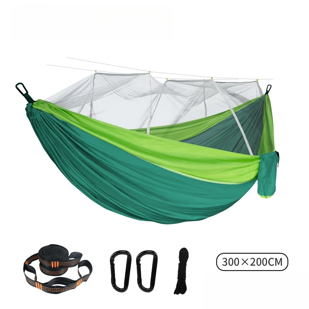 300×200CM Plus Size Double Mosquito Net Hammock Outdoor Anti-mosquito Hammock Umbrella Cloth Nylon Anti-rollover Camping