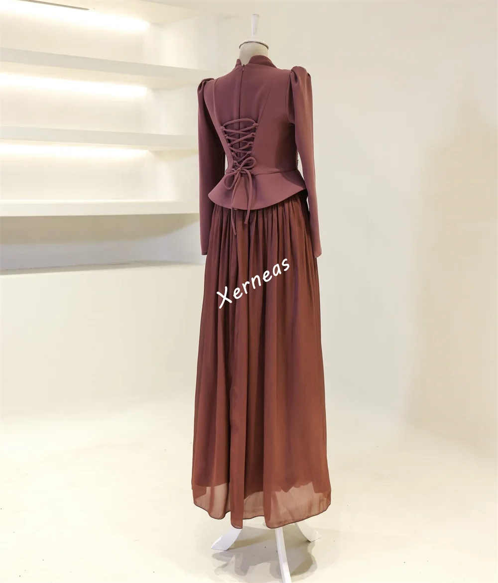 تخصيص جيرسي حجر الراين اليدوية زهرة عالية الياقة فساتين طويلة مناسبة مخصصة المرأة مساء أنيقة حفل زفاف