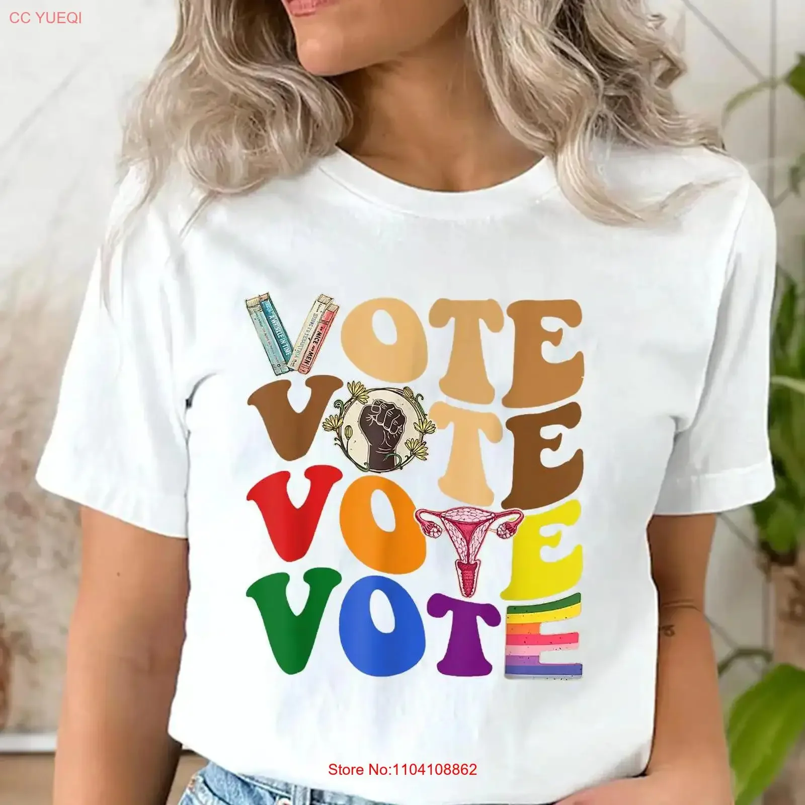 Vote T Shirt Banned Books Reproductive Rights BLM Political Activism Pro Roe V Wade Election LGBTQ vintage Washed streetwear