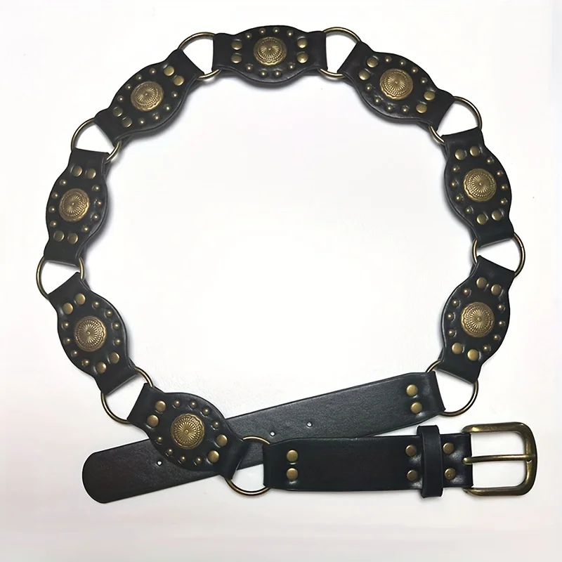 1pc Women's Belt, Fashionable Retro Rivet Ethnic Style Belt,  Versatile Dress, Waist-cinching Shirt, Sweater Decoration Belt image 4