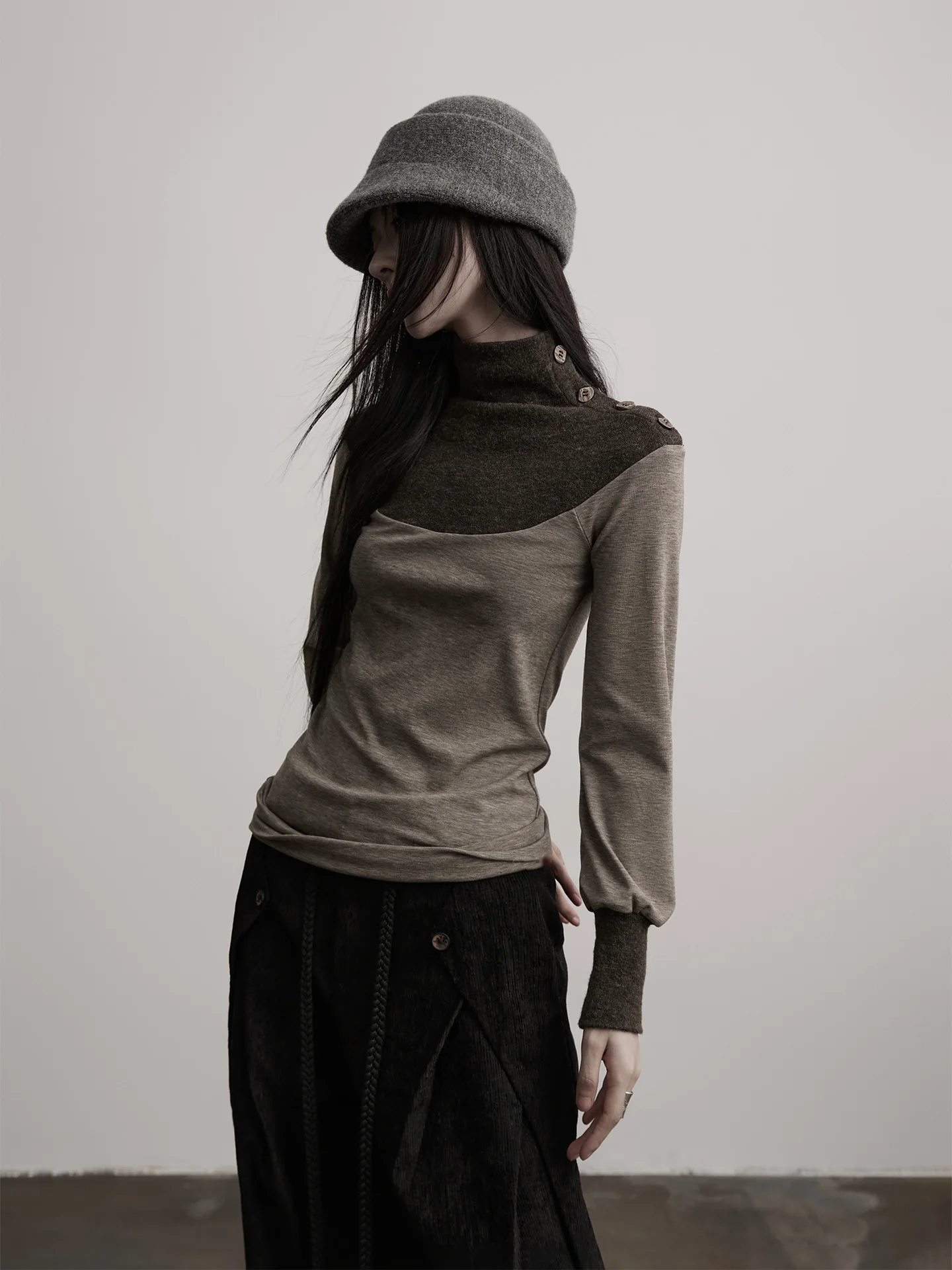 

Indue, осенне-зимняя цветная футболка с высоким воротником, смесь шерсти, длинная футболка с базовым слоем, топ Cerc Wood Slim Fit k Sle