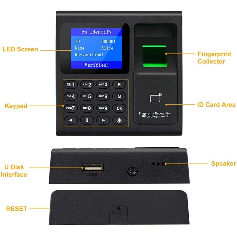 Imagem -06 - Rfid Sistema de Controle de Acesso Biométrico Teclado Usb de Impressão Digital Máquina de Atticação de Relógio de Tempo Eletrônico