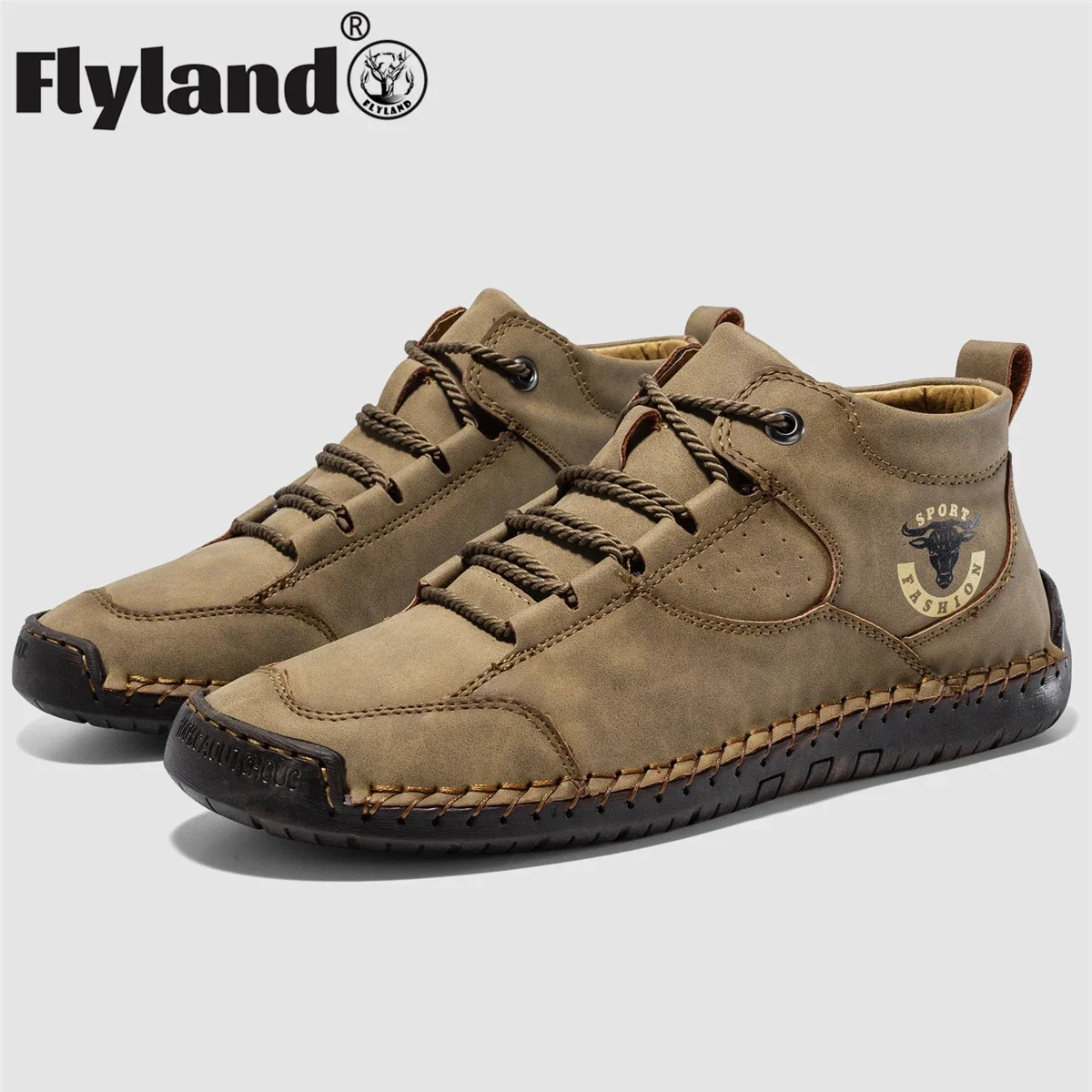 FLYLAND Men Winter Boots Plush Leather Sneakers Male Climbing Shoes Lace-up Outdoor Warm Hiking Boot Man casual shoes Sneakers