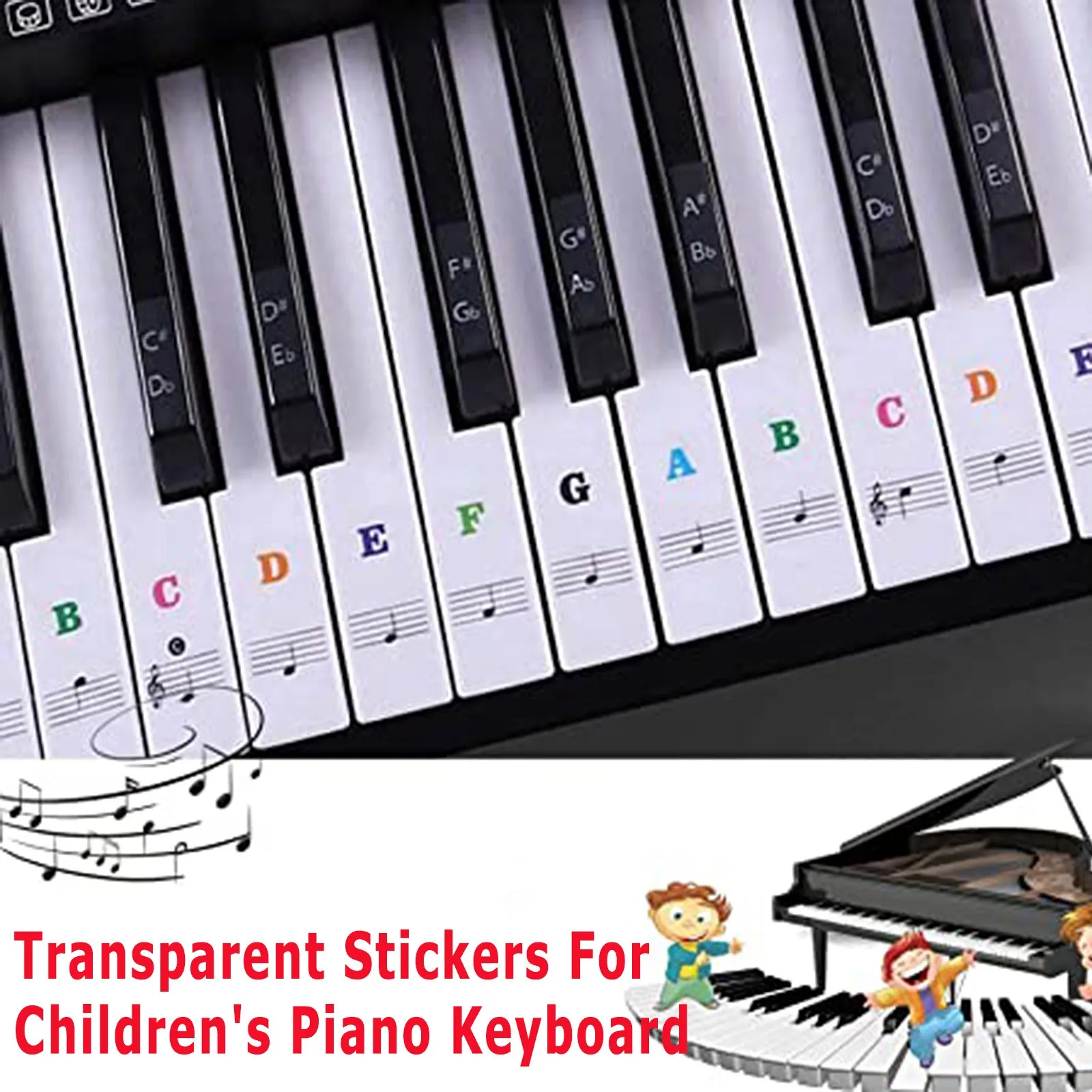 88/61/54/49/37 Keys Transparent Stickers For Children'S Piano Keyboard Instrument Stickers Auxiliary Learning Piano Stickers