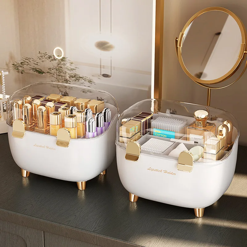 

Lipstick storage box dustproof desktop cosmetic lipstick box with cover advanced ins style lip glaze lipstick storage rack