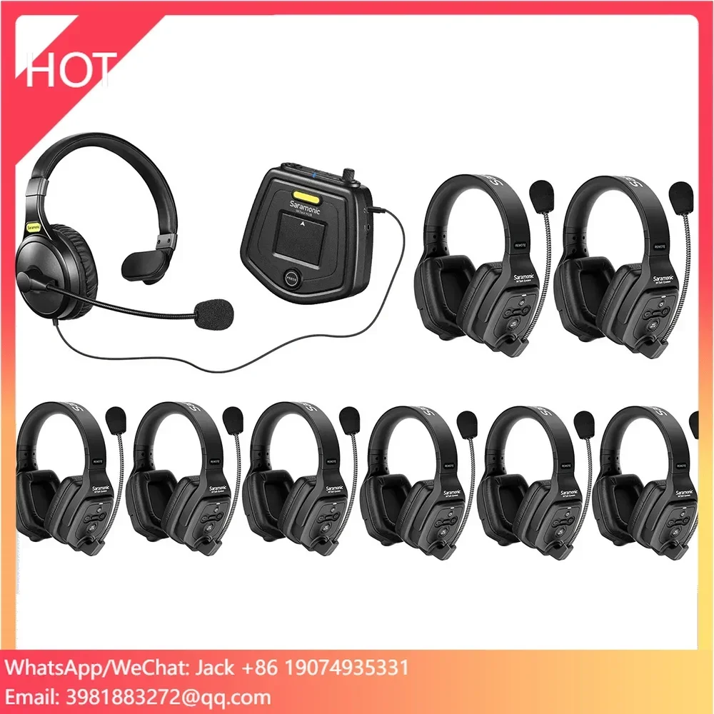 

Saramonic Witalk WT9D Full Duplex Wireless Intercom Headset System Team Communication Headsets Microphone For Film Stage Sports