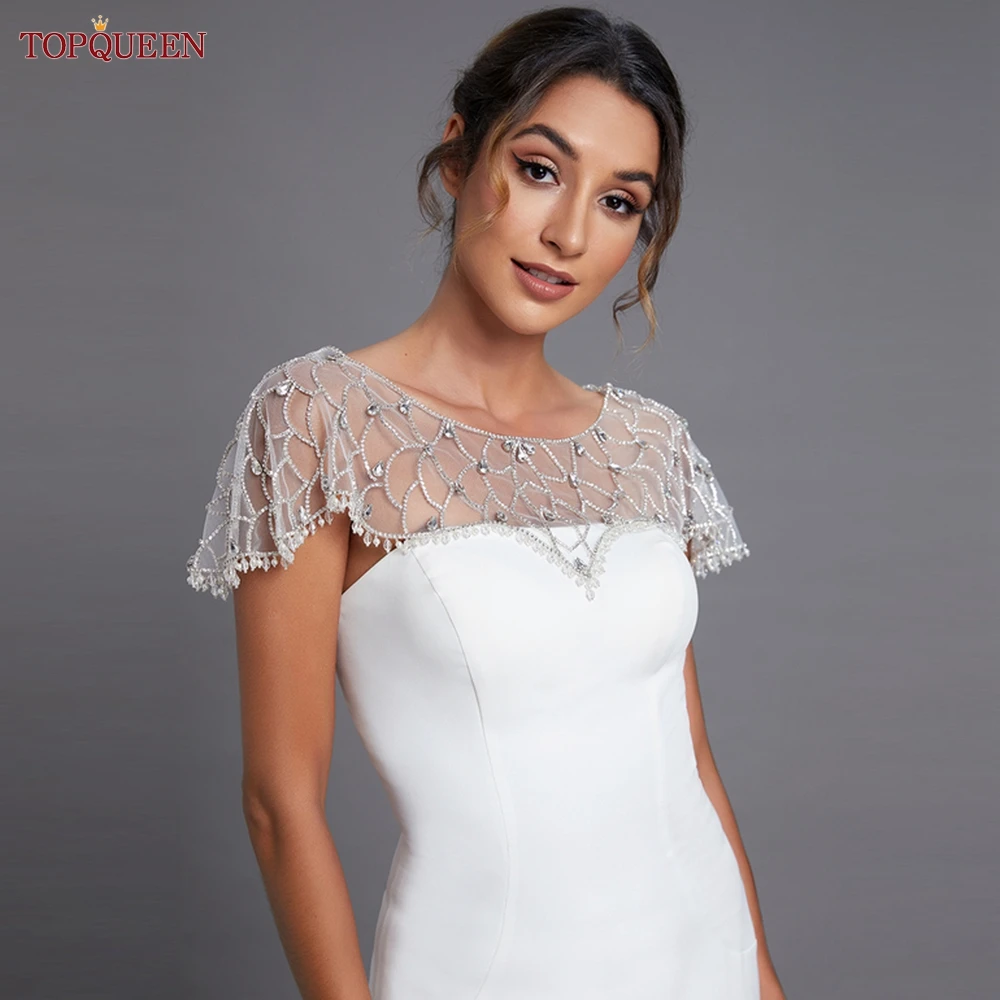 TOPQUEEN SG14 Wedding Wraps mantella da sposa Luxury Party Bolero elegante giacca per la festa nuziale gilet staccabile per il matrimonio fai da te