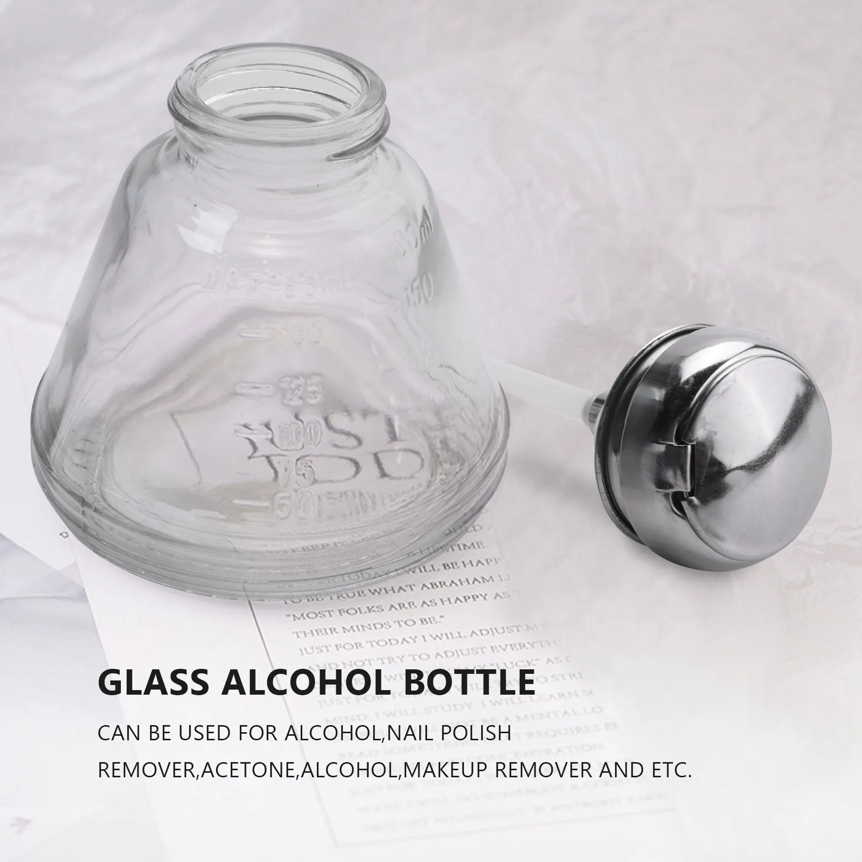 

AB33-Empty Nail Polish Makeup Remover Pump Dispenser Glass Push Down Press Bottle