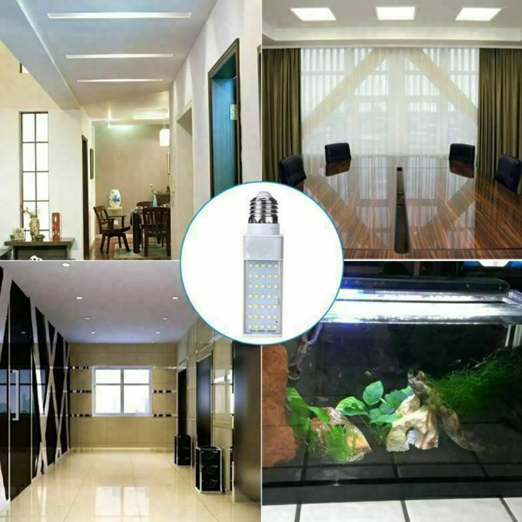 2x Fishpod Wit Plant Aquarium 7W Grow Licht Led Tank Vis Koraal Bol E27 Lamp